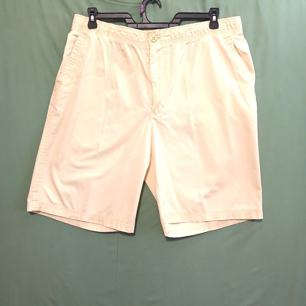 IZOD Men Saltwater Chino Shorts Stretch Chorded Egyptian Cotton Beige NWOT Large